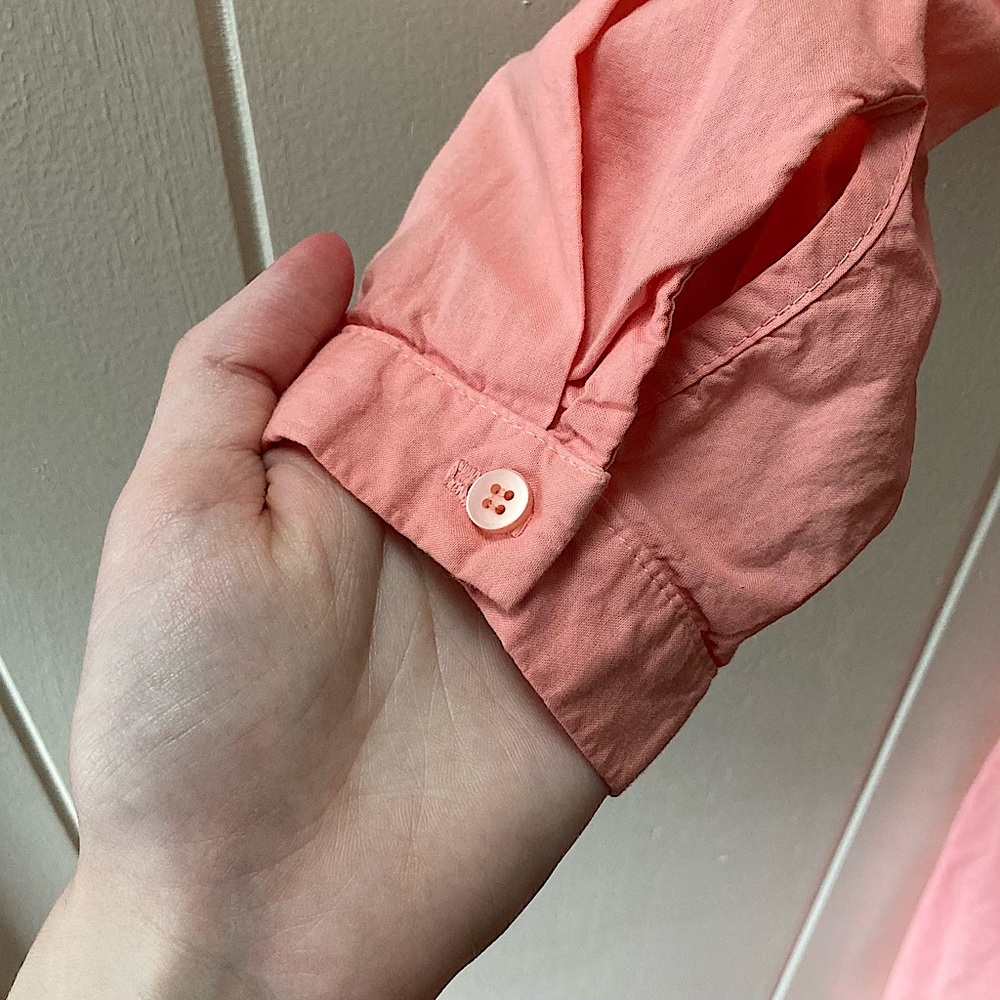⭐️ Stateside Long Sleeved 100% Button Down Cotton Jumpsuit Small Coral - Picture 6 of 12